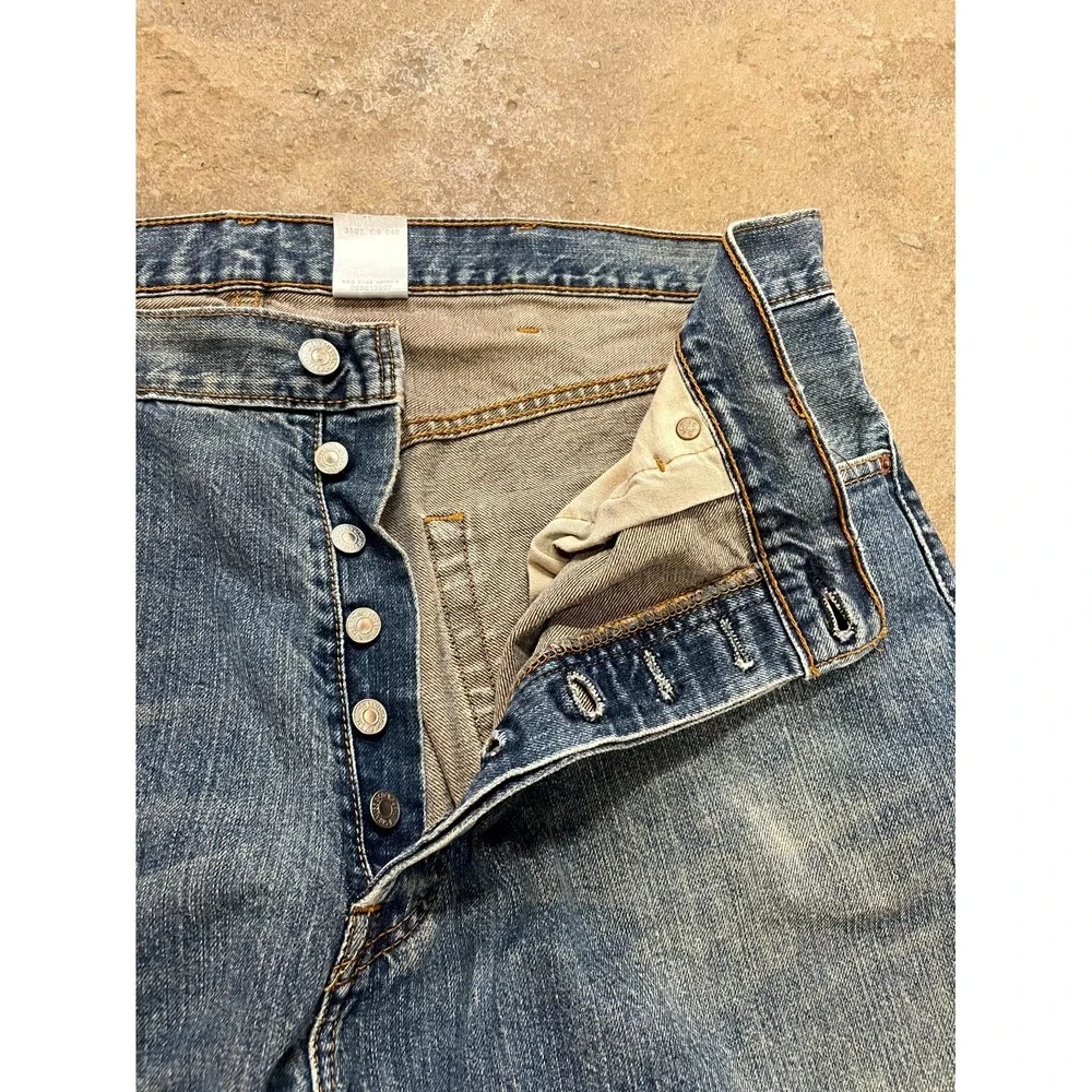 Levi's 501 Straight Jeans Men 40x32 Blue Denim Logo Cotton High Rise Regular Fit